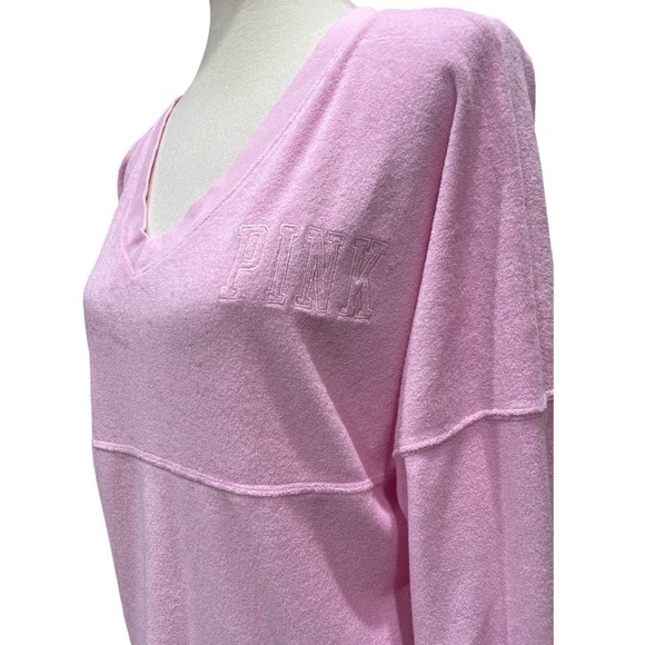 Victoria Secret Pink Varsity Beach Terry V Neck Top - Picture 2 of 13